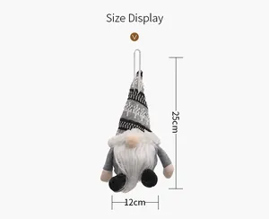 Size chart showing a 25cm by 12cm Christmas faceless gnome plush hanging ornament