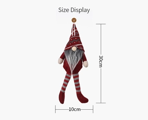 Christmas gnome plush hanging decoration with striped long legs, 30cm size display