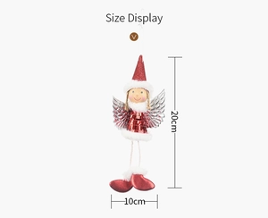 Größenanzeige eines Engel-Weihnachtsschmucks mit roten Pailletten und 20 cm Höhenskala
