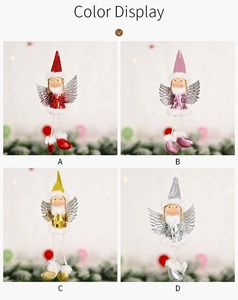 Farbdisplay von funkelnden Weihnachtsengel-Anhängern mit Pailletten und Plüschkugeln