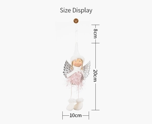 Size specifications for plush Christmas angel doll with silver wings and long legs