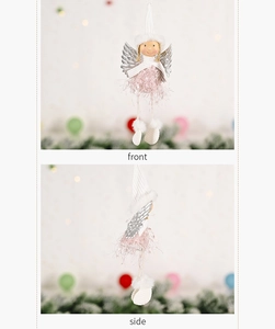 Detail view of plush angel ornament showing front and side perspectives for Christmas