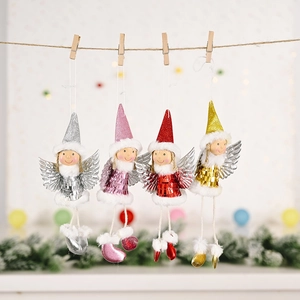 Weihnachtsengel Mädchen Puppe Aufhängen Ornament Pailletten Flügel Für Weihnachtsbaum Party Dekoration Gold Rot Rosa Silber Dekor