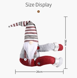 Size display of a Christmas gnome curtain tieback with striped hat and white beard