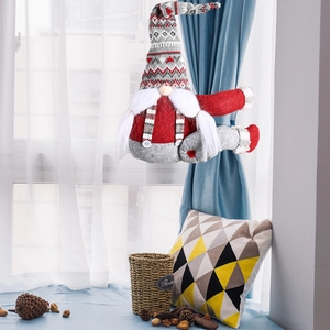 Weihnachts-Wichtel Vorhanghalter mit Streifenmütze und Bart für festliche Fensterdeko