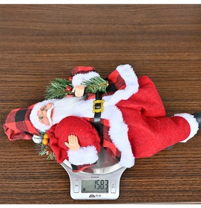 Detail showing the exact weight of 158.3g for the standing Santa Claus plush decoration