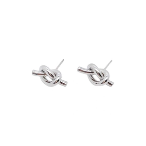 Polished 925 sterling silver knotted heart stud earrings with minimalist design for women