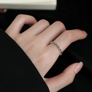 Colorful Heart Zircon Ring Copper Rainbow Adjustable Open Finger Jewelry For Women Minimalist Fashion