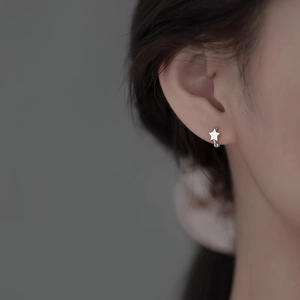 Boucles D Oreilles Créoles Étoile Bijoux En Cuivre Brillant Minimalistes Boucles Géométriques Pour Femmes