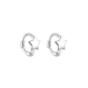 Créoles en argent sterling S925 avec pendentif étoile au design poli minimaliste