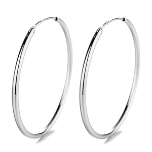 Polished S925 sterling silver hoop earrings in minimalist style with mirror finish