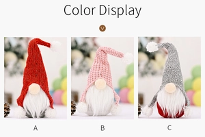 Detailed color options of knitted Christmas faceless gnomes with sequins and plush beards