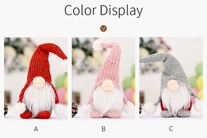 Drei Farben Weihnachtsgnome mit Strickmützen und weißen Bärten in der Farbauswahl