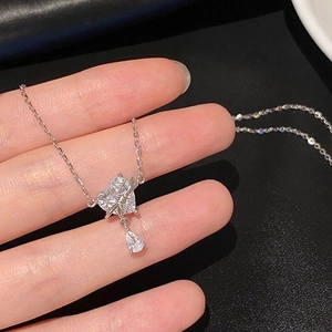 Heart Zircon Planet Necklace With Water Drop Pendant Silver Plated Copper Romantic Only Letter Chain For Women Valentine Gift Jewelry