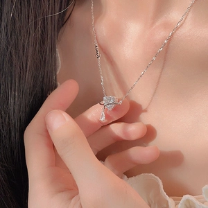 Elegant 925 silver heart orb pendant necklace with sparkling crystals and drop charm