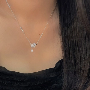 925 silver heart planet necklace with Only letter detail worn on model neck