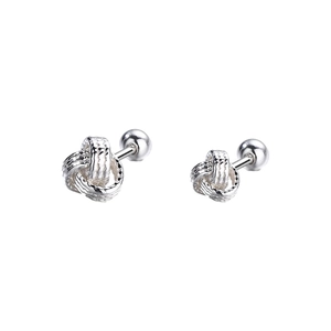 Boucles d'oreilles nœud en argent minimalistes avec fermoir à vis pour femmes