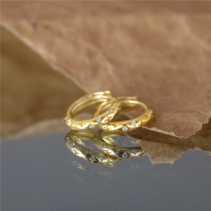 Four Point Star Hoop Earrings Copper With Zirconia North Star Huggie Buckle Minimalist Light Luxury Jewelry For Women