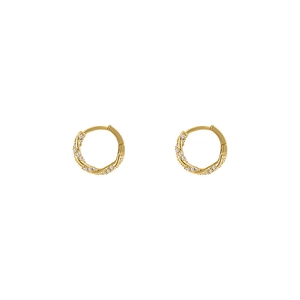 Élégantes boucles d'oreilles créoles torsadées dorées avec des accents de zircone blanc