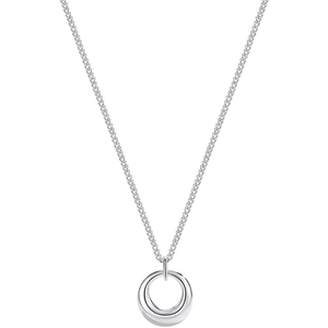 Collier en argent S925 minimaliste avec pendentif anneau poli sur fond blanc neutre