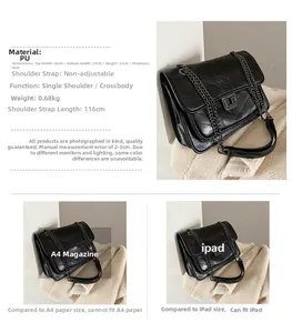 Détails du sac matelassé noir avec dimensions indiquant la capacité iPad et motif en V