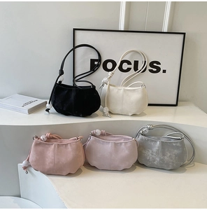 Selection of soft PU cloud bags with beaded knot straps in five pastel colors