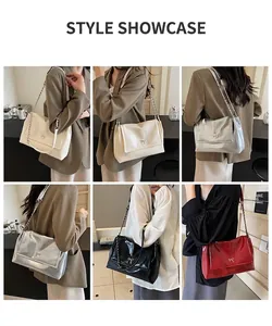 Collage of fashion models showcasing soft leather tote bags in white, silver, black, and red
