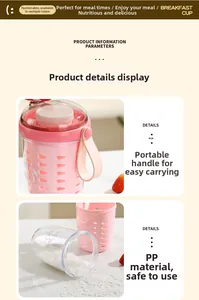 Détail du gobelet à salade rose double couche montrant la poignée et le matériau PP sûr