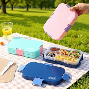 Fiambrera Bento Dividida Portátil Apta para Microondas Sellada a Prueba de Fugas Con Cuchara-Tenedor Para Niños Estudiantes Oficina Escuela Picnic