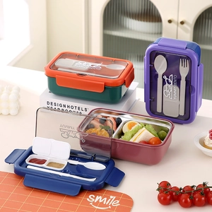 Boîte à Bento Divisée en Acier Inoxydable 304 Avec Ustensiles Lunch Box Portable Étanche pour Étudiants et Employés
