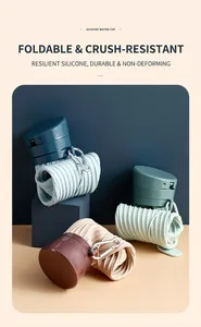 Foldable silicone water cup detail with spiral structure and metal hiking buckle
