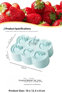 Détails du moule à glace 6 cases en silicone avec dimensions de 18x12,5x8 cm