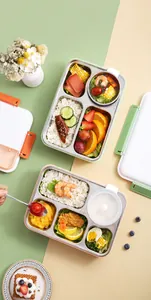 Detailansicht der SUS304 Edelstahl-Lunchbox mit mehreren Fächern und einer Suppenschüssel