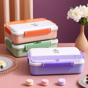 Boîte à déjeuner en acier inoxydable à 5 compartiments aux couleurs pastel pour étudiants