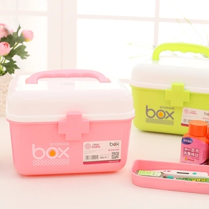 Boîte De Rangement Médicaments Portable Plastique À Étages Organisateur Premier Secours Avec Plateau Amovible Poignée Maison