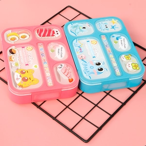 Japanische Cartoon-Lunchbox mit mehreren Fächern und niedlichen Katzenmotiven