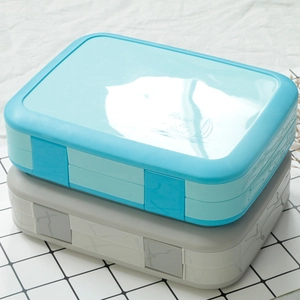 Portapranzo portatile a 5 scomparti blu cielo e grigio con fibbie laterali di sicurezza