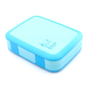 Portapranzo bento portatile a 5 scomparti per bambini blu con motivo a barca a vela