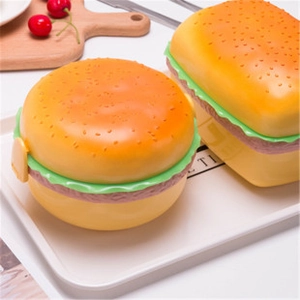 Creative hamburger-shaped lunch box set featuring multi-layer compartments for kids
