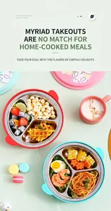 Close-up of 304 stainless steel divided lunch box with diverse meal compartments