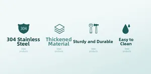 Close-up of durable thickened 304 stainless steel material showing easy cleaning surface