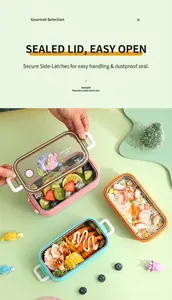 Drei farbenfrohe Edelstahl-Lunchboxen für Kinder mit Dinosaurier-Motiv und Deckelverschluss