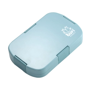 Caja de almuerzo bento azul claro de plástico con logo Gufi Rabbit y hebillas
