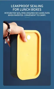 Detail view of double-layer lunch box with leak-proof seal and exhaust valve