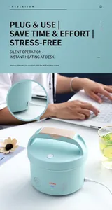 Detail of mint green electric lunch box featuring adjustable 30-70°C temperature knob