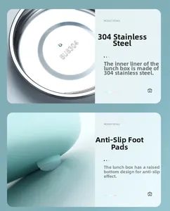 Detail of 304 stainless steel liner and non-slip bottom pads for electric lunch box