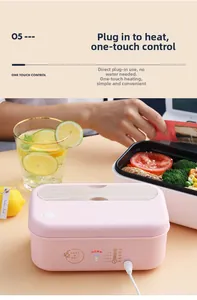 Pink electric lunch box detail showing touch control and temperature indicator lights