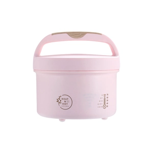 Pink portable 304 stainless steel electric lunch box with temperature display and handle