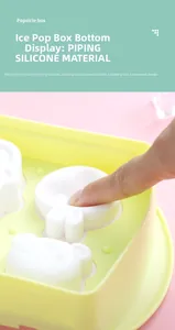 Detail of soft silicone bottom for easy release of cartoon animal ice pop molds