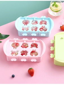 DIY silicone ice pop molds featuring 6 animal shapes and heart handles with fruit slices